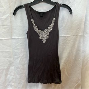 Express Tank with Silver Metallic Lace